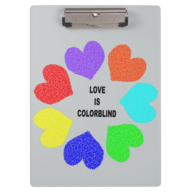 Interracial Love Rainbow Hearts Clipboard (Front)