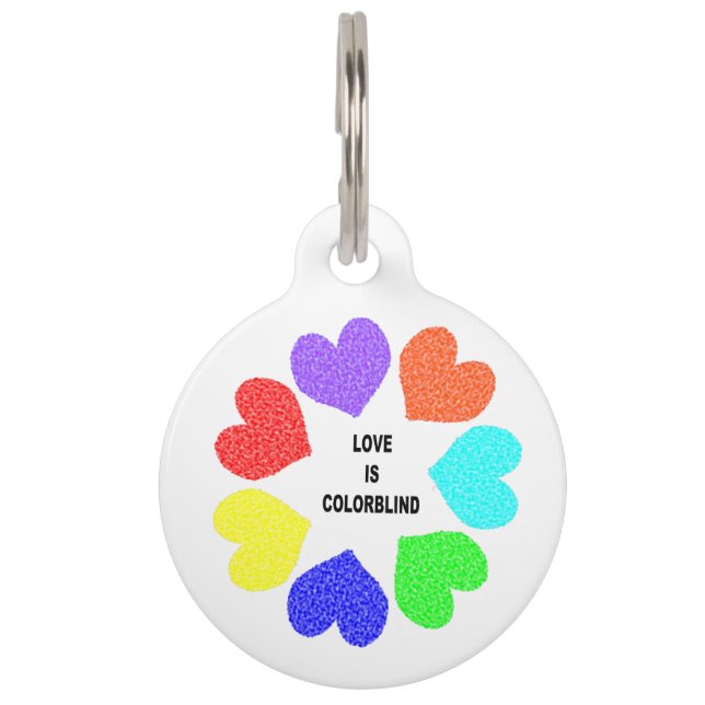 Interracial Love Rainbow Hearts Custom Dog Tag (Front)