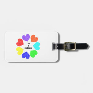 Interracial Love Rainbow Hearts Custom Luggage Tag