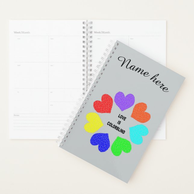 Interracial Love Rainbow Hearts Custom Planner (Display)