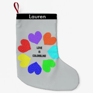 Interracial Love Rainbow Hearts Custom Stocking