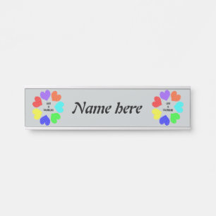 Interracial Love Rainbow Hearts Door Sign