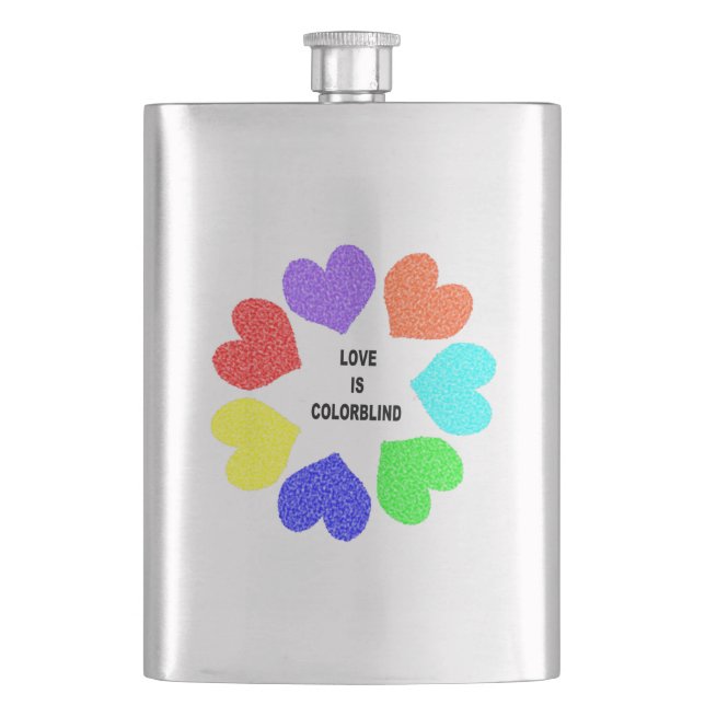 Interracial Love Rainbow Hearts Flasks (Front)