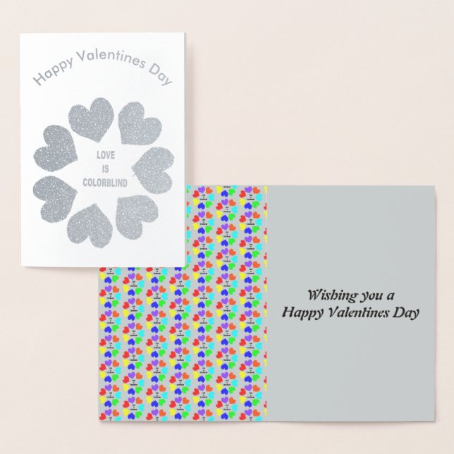 Interracial Love Rainbow Hearts Foil Card (Display)