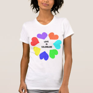 Interracial Love Rainbow Hearts Ladies T Shirt