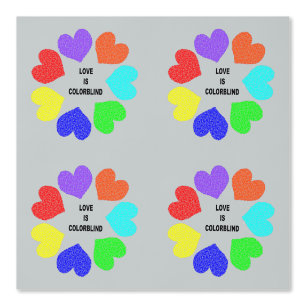 Interracial Love Rainbow Hearts Patterned Wallpaper