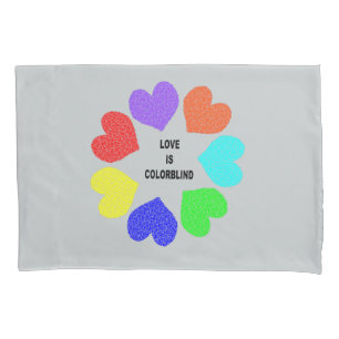 Interracial Love Rainbow Hearts Pillowcase