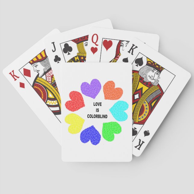Interracial Love Rainbow Hearts Playing Cards (Back)