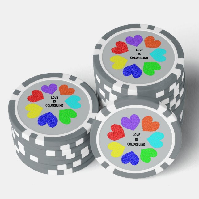 Interracial Love Rainbow Hearts Poker Chips (Stack)