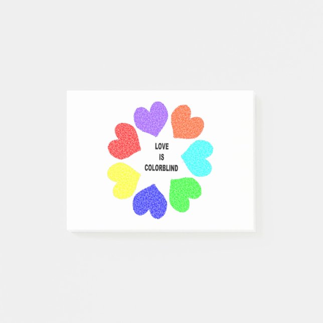 Interracial Love Rainbow Hearts Post it notes Pad (Front)