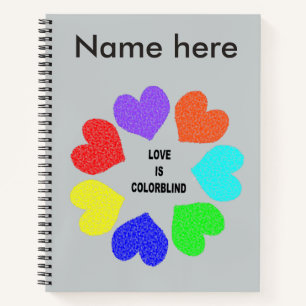 Interracial Love Rainbow Hearts Spiral Notebook