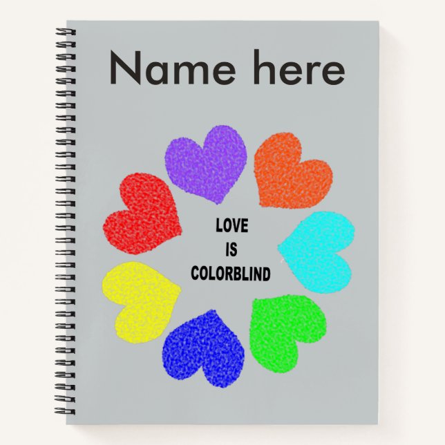 Interracial Love Rainbow Hearts Spiral Notebook (Front)