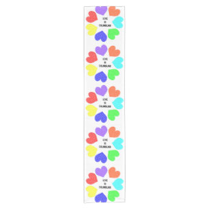 Interracial Love Rainbow Hearts Table Runner