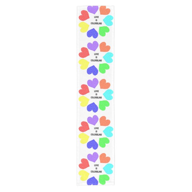 Interracial Love Rainbow Hearts Table Runner (Front)