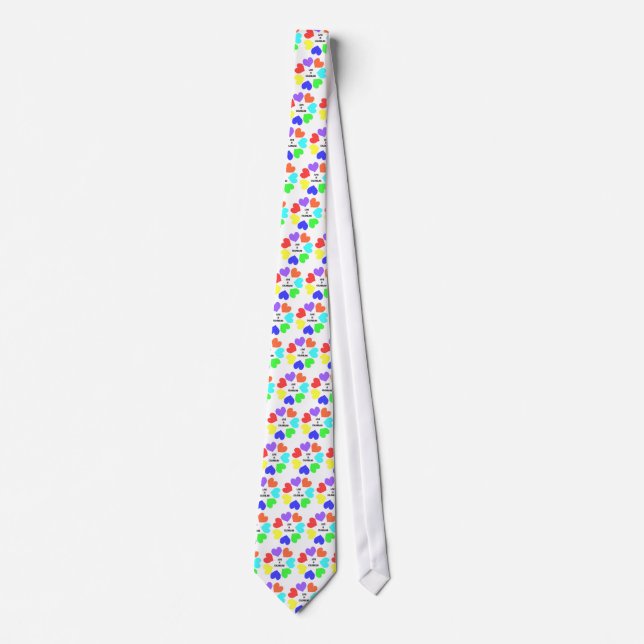 Interracial Love Rainbow Hearts Tie (Front)