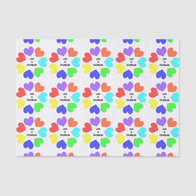 Interracial Love Rainbow Hearts Tissue Paper (Front)
