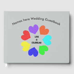 Interracial Love Rainbow Hearts Wedding Guestbook