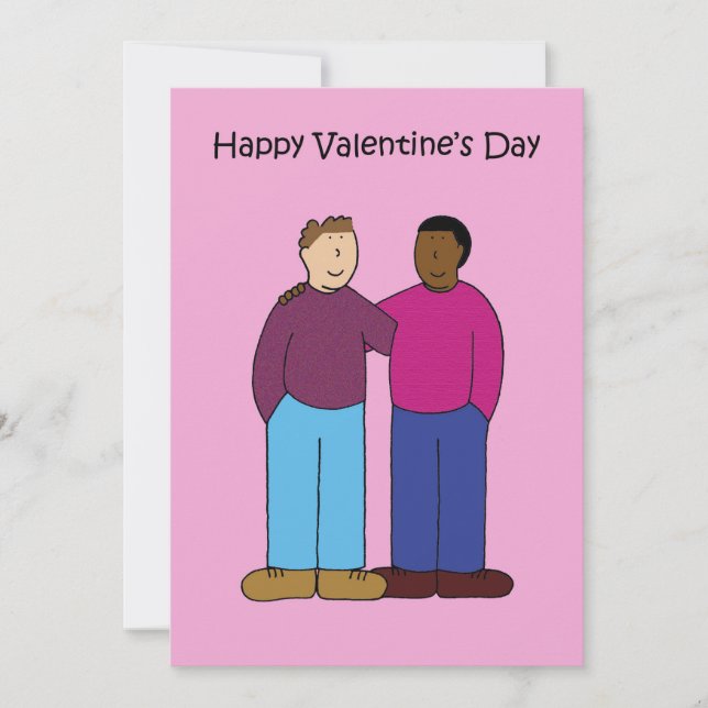 Interracial Valentine for Gay Male Couple. Thank You Card (Front)