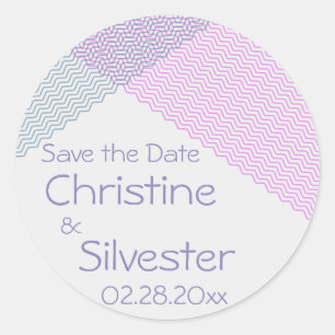 Intersecting Chevrons, save the date Classic Round Sticker
