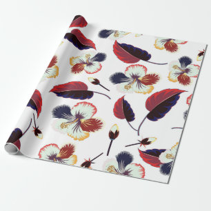 Intersecting curved elegant stylised hibiscus flow wrapping paper
