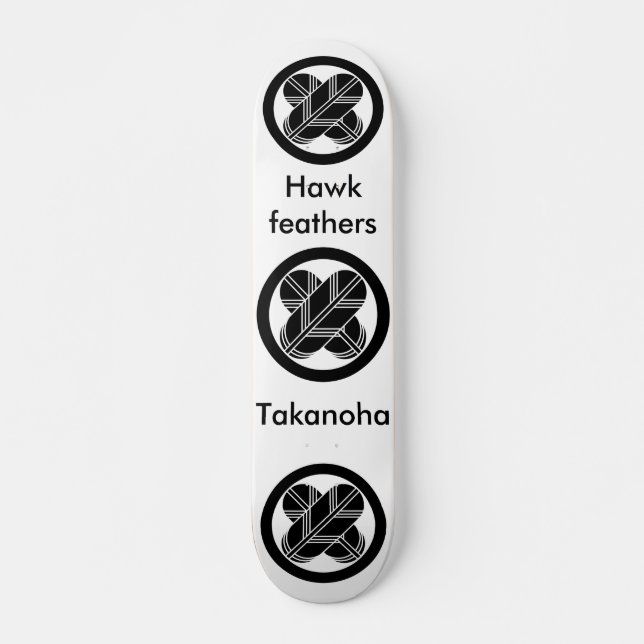 Intersecting hawk feathers in circle skateboard (Front)