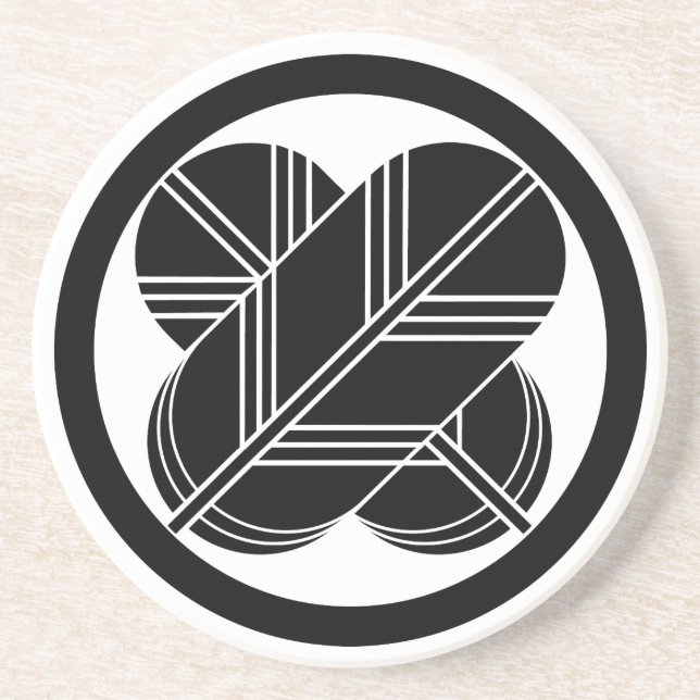 Intersecting hawk feathers with foot in circle coaster (Front)