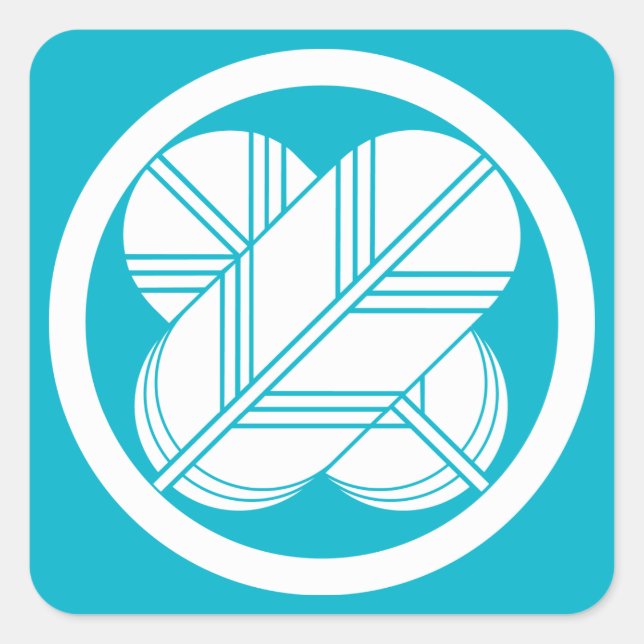 Intersecting hawk feathers with foot in circle square sticker (Front)