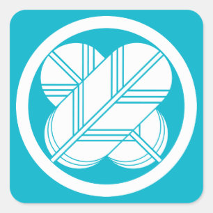 Intersecting hawk feathers with foot in circle square sticker