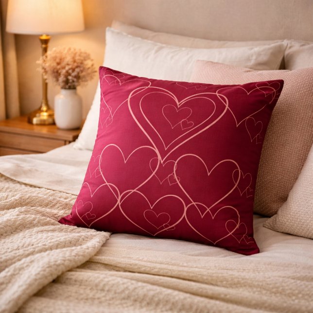 Intersecting Hearts Throw Pillow | Romantic Love  (Creator Uploaded)
