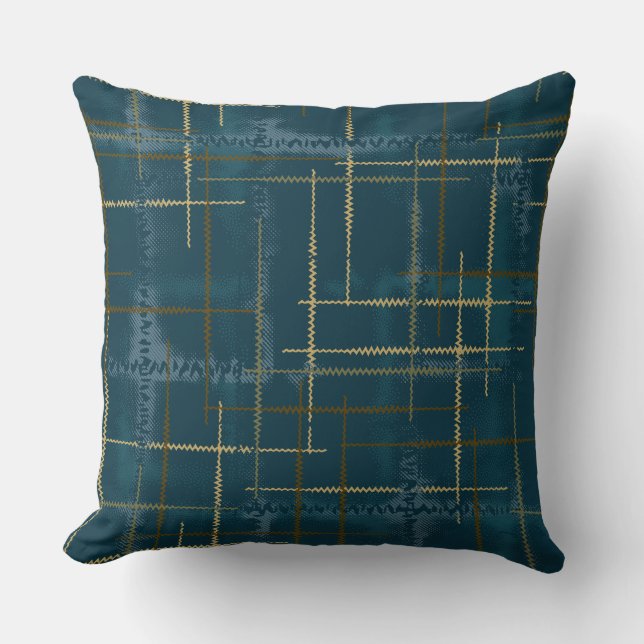 Intersecting lines and shapes creates a textured cushion (Front)