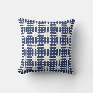 Intersecting navy dashes  cushion