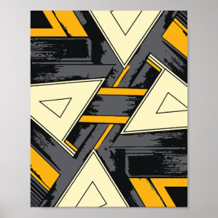 Intersecting Triangular Forms in Yellow and Cream Poster
