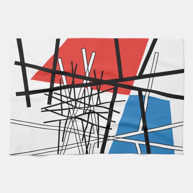 Intersection of Lines & Planes - Abstract Art Tea Towel (Horizontal)