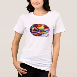 Intersectional Pride Rainbow Heart T-Shirt Design Tri-Blend Shirt