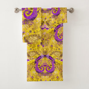 Intersex Dragon Damask - Intersex Pride Flag Colou Bath Towel Set