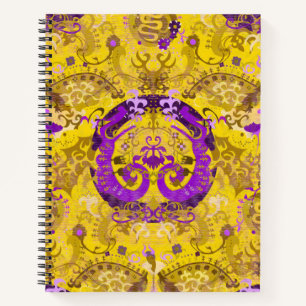 Intersex Dragon Damask - Intersex Pride Flag Colou Notebook