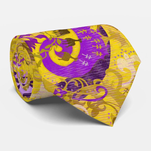 Intersex Dragon Damask - Intersex Pride Flag Colou Tie (Rolled)