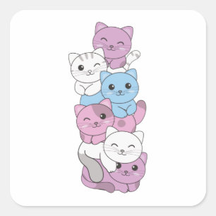 Intersex Flag Cat Pride Lgbtq Cute Cat Square Stic Sticker