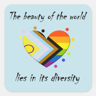Intersex inclusive Progress Pride Diversity Slogan Square Sticker