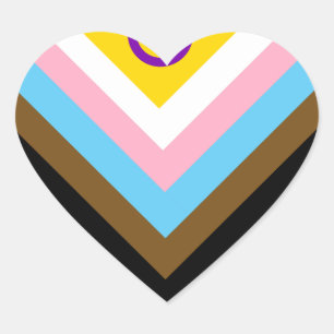 Intersex Inclusive Progress Pride Flag Heart Sticker