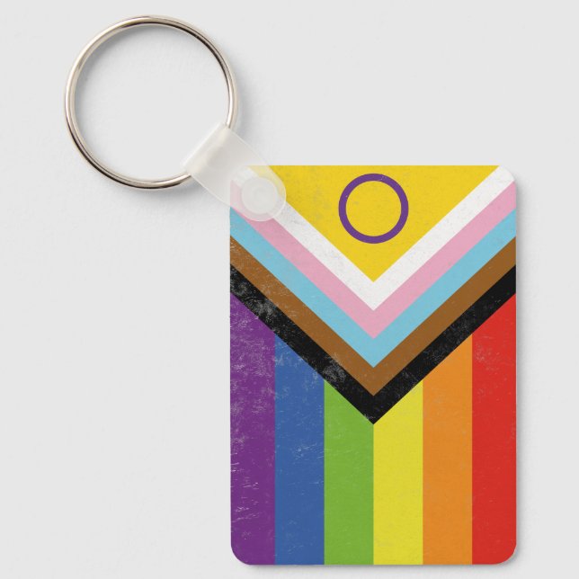 Intersex-Inclusive Progress Pride Flag Key Ring (Front)