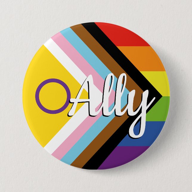 Intersex Inclusive Progress Pride Rainbow Button (Front)