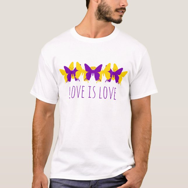 Intersex Love Is Love Butterflies LGBTQ T-Shirt (Front)
