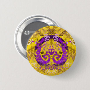 Intersex Pride Flag Colors Dragon Damask 6 Cm Round Badge
