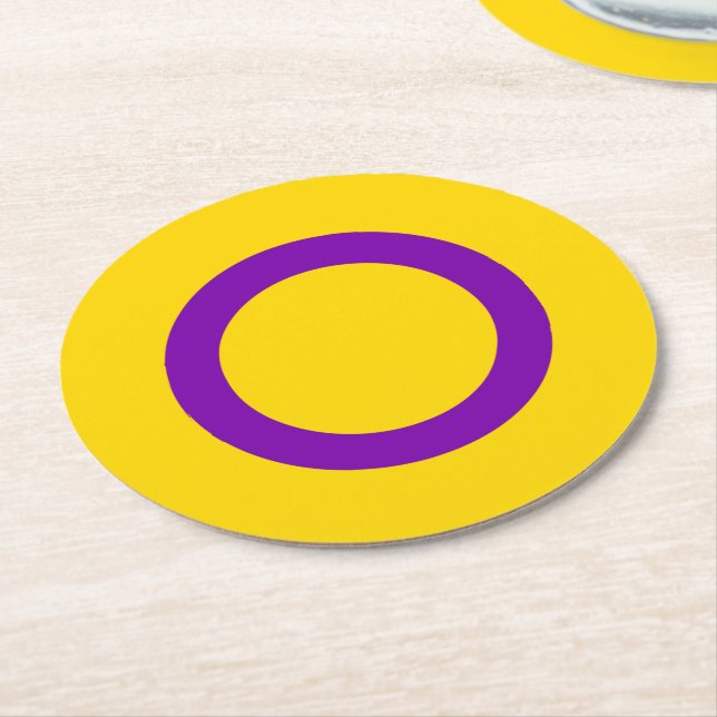 Intersex Pride Flag Round Paper Coaster (Angled)