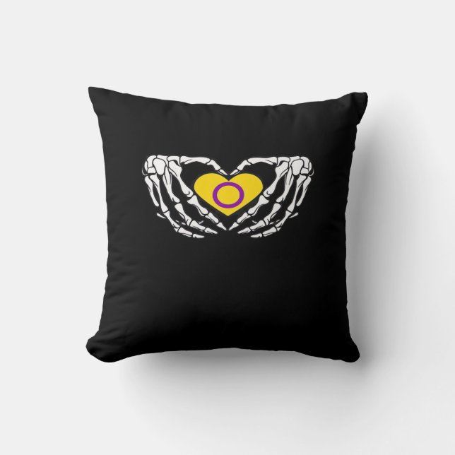 Intersex Pride Skeleton Halloween Goth Heart Class Cushion (Front)