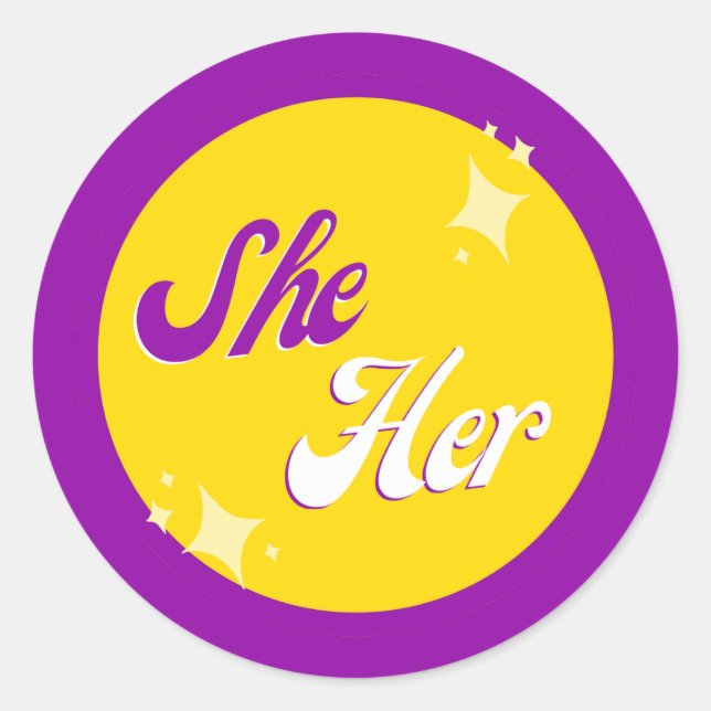Intersex She/Her Pronouns Classic Round Sticker (Front)
