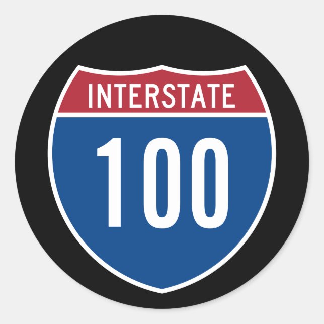 Interstate 100 classic round sticker (Front)