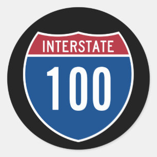 Interstate 100 classic round sticker