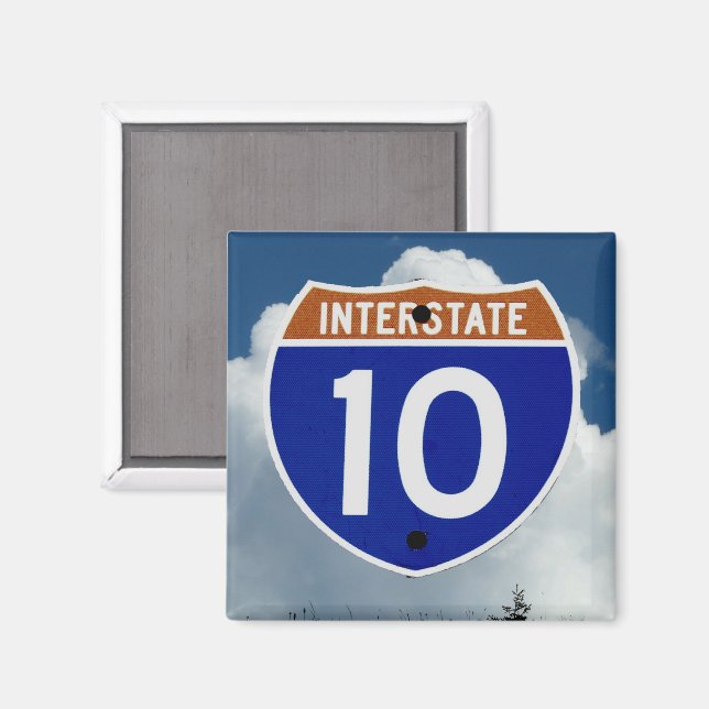 Interstate 10 Highway Shield, Clouds and Sky Magnet (Front/Back)